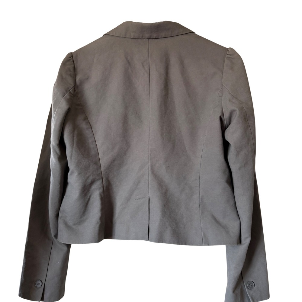 Old Navy Blazer Puff Shoulder Large Army Green Cotton Professional Academia - Picture 2 of 4